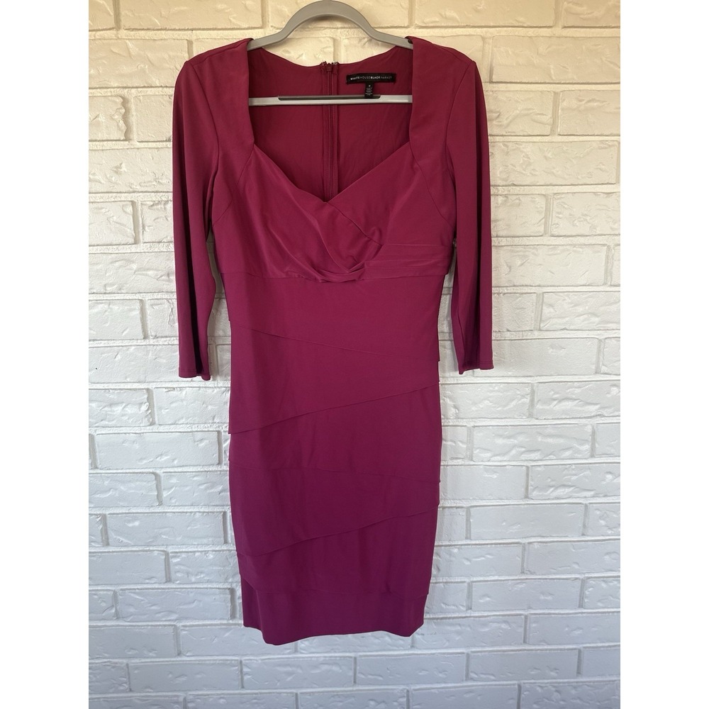 White House Black Market‎ Size 8 Magenta Bodycon Cocktail Dress Blair Waldorf